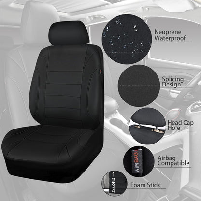 CAR PASS Waterproof Car Seat Covers Front Seats Only with 5mm Composite EVA, Neoprene Car Seat Cover with Separate Headrest Cover, Quick Setup Universal Fit for Car SUV Trucks,Airbag Compatible（Gray