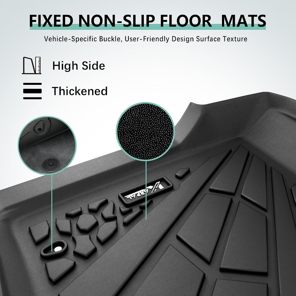 KARPAL Floor Mats for 2007-2013 Chevy Silverado & GMC Sierra 1500 Crew Cab / 2007-2014 2500/3500 HD(Footwell Coverage), All-Weather TPE Custom Fit Floor Liners Car Accessories
