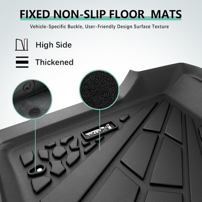 KARPAL Floor Mats for 2007-2013 Chevy Silverado & GMC Sierra 1500 Crew Cab / 2007-2014 2500/3500 HD(Footwell Coverage), All-Weather TPE Custom Fit Floor Liners Car Accessories