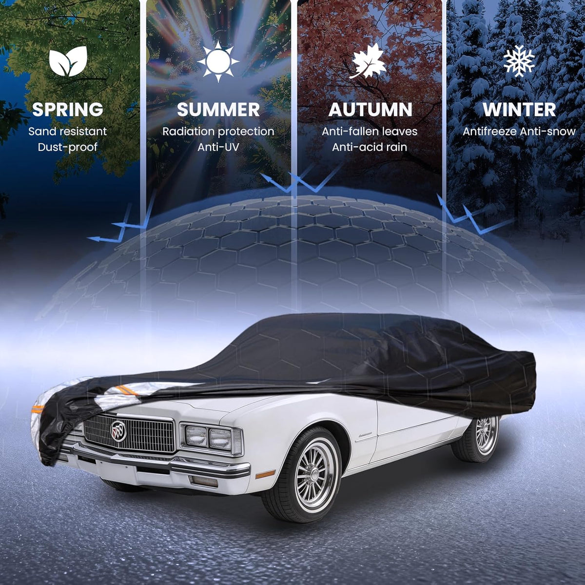 Large SUV Car Cover for Chevy Suburban 100% Waterproof All Weather, Heavy Duty Outdoor Full Exterior Covers Rain Sun Wind UV Protection. - Colors A