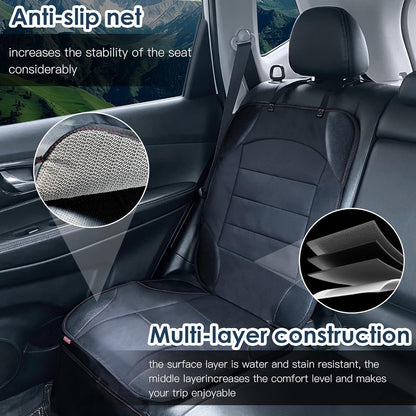 Sinvitron Car Seat Protector for Child Car Seat - Waterproof Non-Slip Leather Mat with 2 Mesh Pockets, Universal Seat Cover for Baby, Pets & Vehicles(2-Pack,Black)