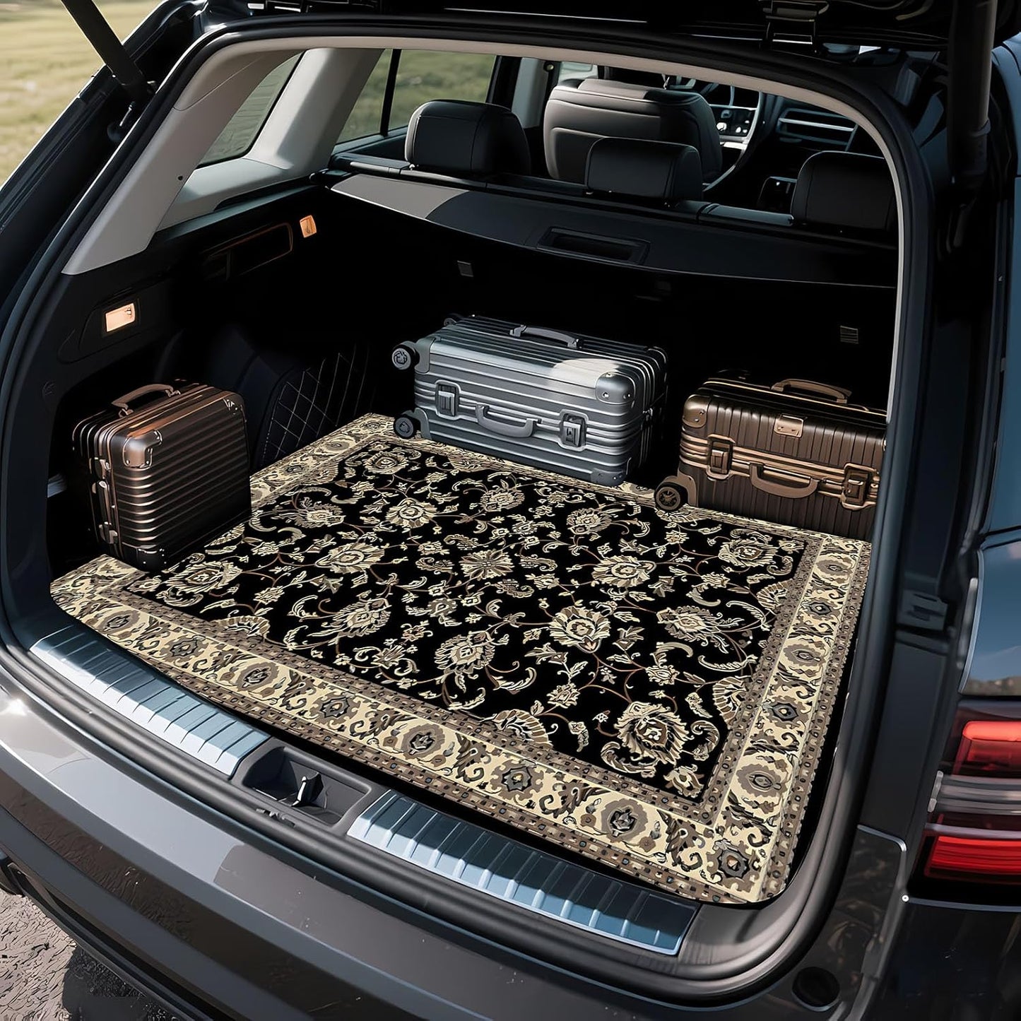 Universal Car Trunk Mat 29" x 39",Purple Colorful Flowers All Weather Trunk Protection Cargo Liner, Durable Cargo Mat Rear Trunk Liner,Stylish Vehicle Interior Accessories Suitable for Most Car Models