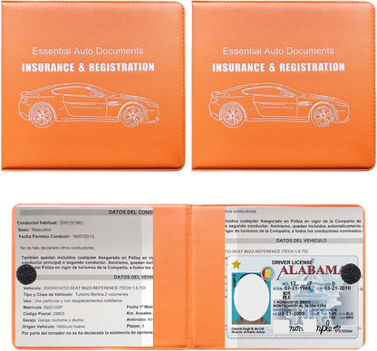 Yourkar 4PCS Car Registration Insurance Holder, Vehicle Glove Box Car Organizer with Magic Tape Closure, Driver License Keeper for Cars, Car Accessories (Big Car, Blue