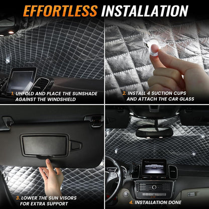 Iridescent Sun Shade for Car Windshield, Foldable Universal Car Windshield Upgrade Sunshade Enhanced UV Rays Reflective Sun Visor Shade Keeps Vehicle Cool