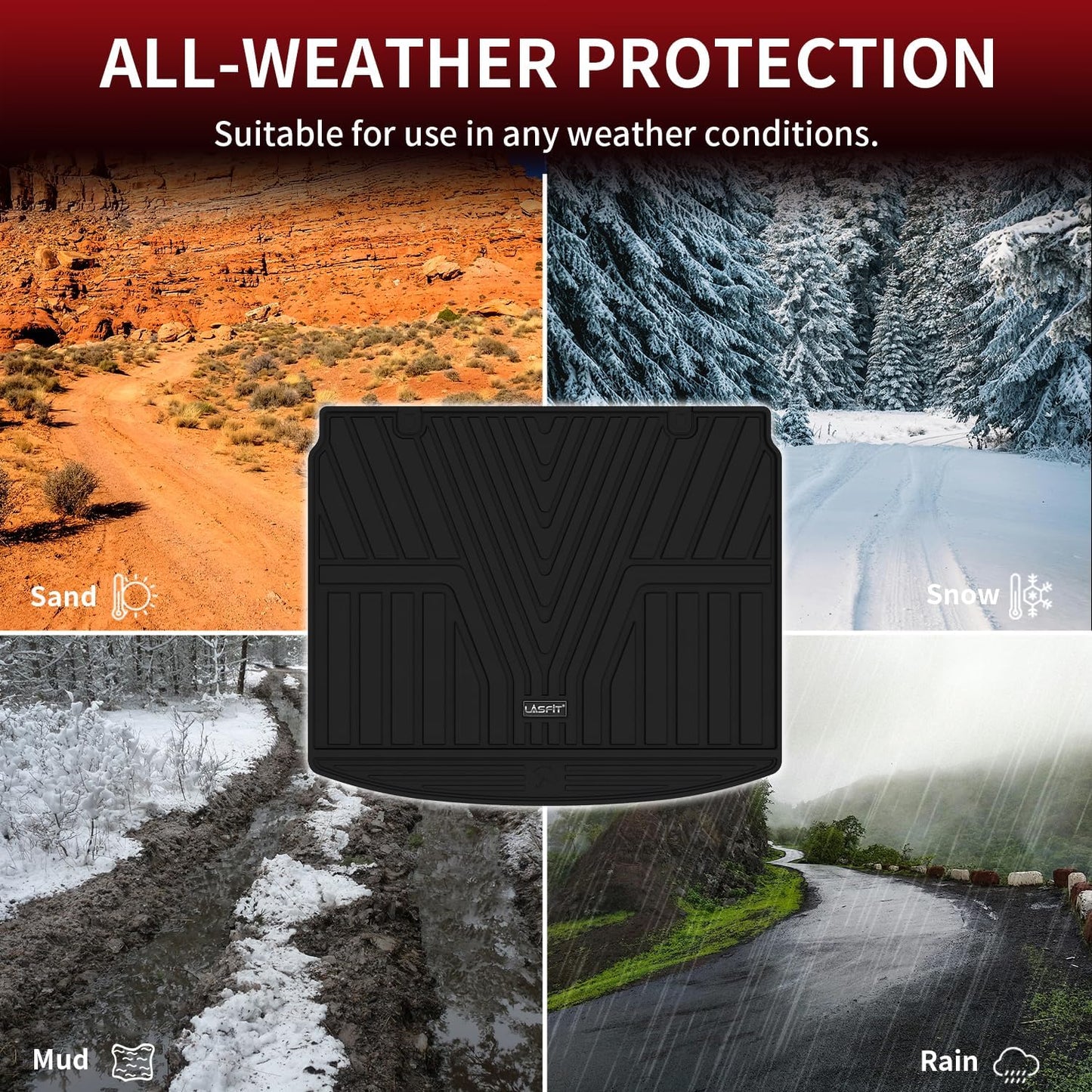 LASFIT Cargo Liner for Honda CR-V 2026 2025 2024 2023 (Gasoline & Hybrid & e:FCEV) All Weather TPE Car Trunk Mat (Upper Position), Cargo Only Black