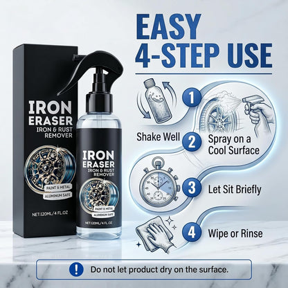 Iron Eraser Iron and Rust Remover, 2PCS Iron Eraser Rust Remover Spray for Car Wheels and Paint, Fast Acting Rust and Brake Dust Remover, 2026 New Professional Automotive Surface Cleaning (0A)