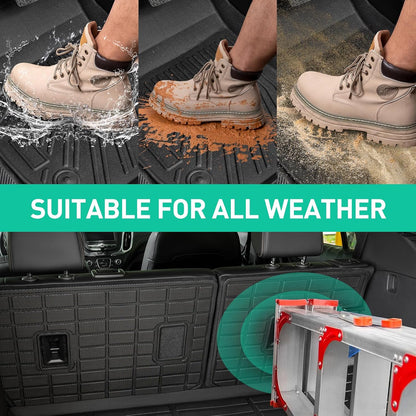 Car Floor Mats for Chevy Equinox & for Gmc Terrain: 2018 2019 2020 2021 2022 2023 2024 All Weather Rear Backrest Mats for Equinox 18-24 Rubber Black Trunk Liner Accessories for Terrain TPE Mats(6PCS)