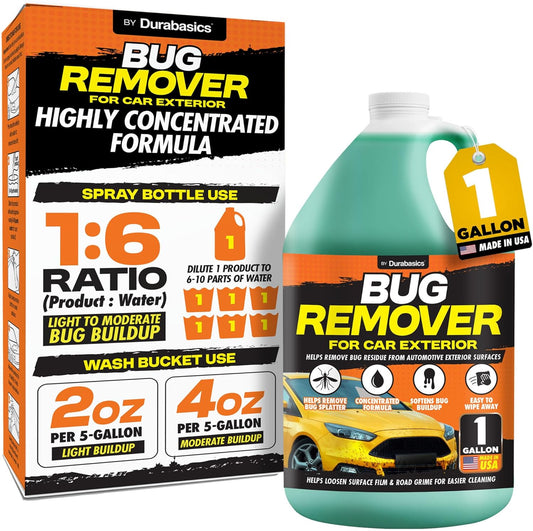 Durabasics Bug Remover for Car Exterior, 1 Gallon – Car Bug Remover Spray Helps Loosen Bug Residue & Road Grime – Exterior Cleaner for Common Surfaces Including Paint, Glass, Plastic & Trim