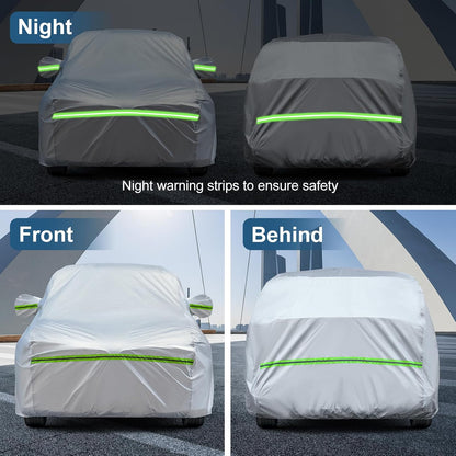 AUQDD 6-Layers Premium SUV Car Cover Waterproof All Weather Weatherproof UV Sun Protection Snow Dust Storm Resistant Outdoor Exterior Custom Form-Fit Full Padded Car Cover with Straps 178"-190" K7