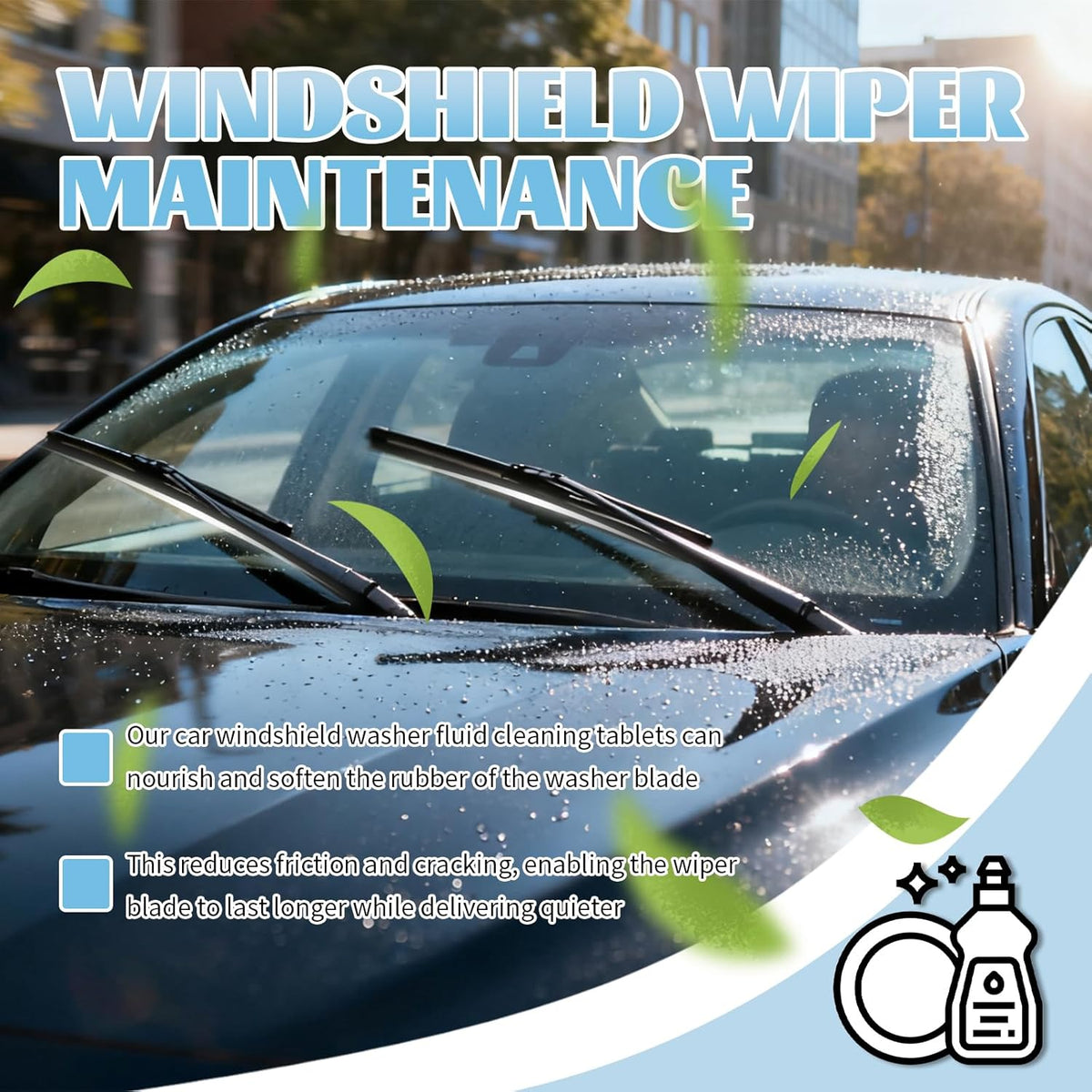30PCS Car Windshield Washer Tablets,Windshield Washer Fluid Tablets Provide Clear Visibility,Universal Washers Fluid Concentrated Solid Effervescent for Automotive Glass,Window (30pcs)