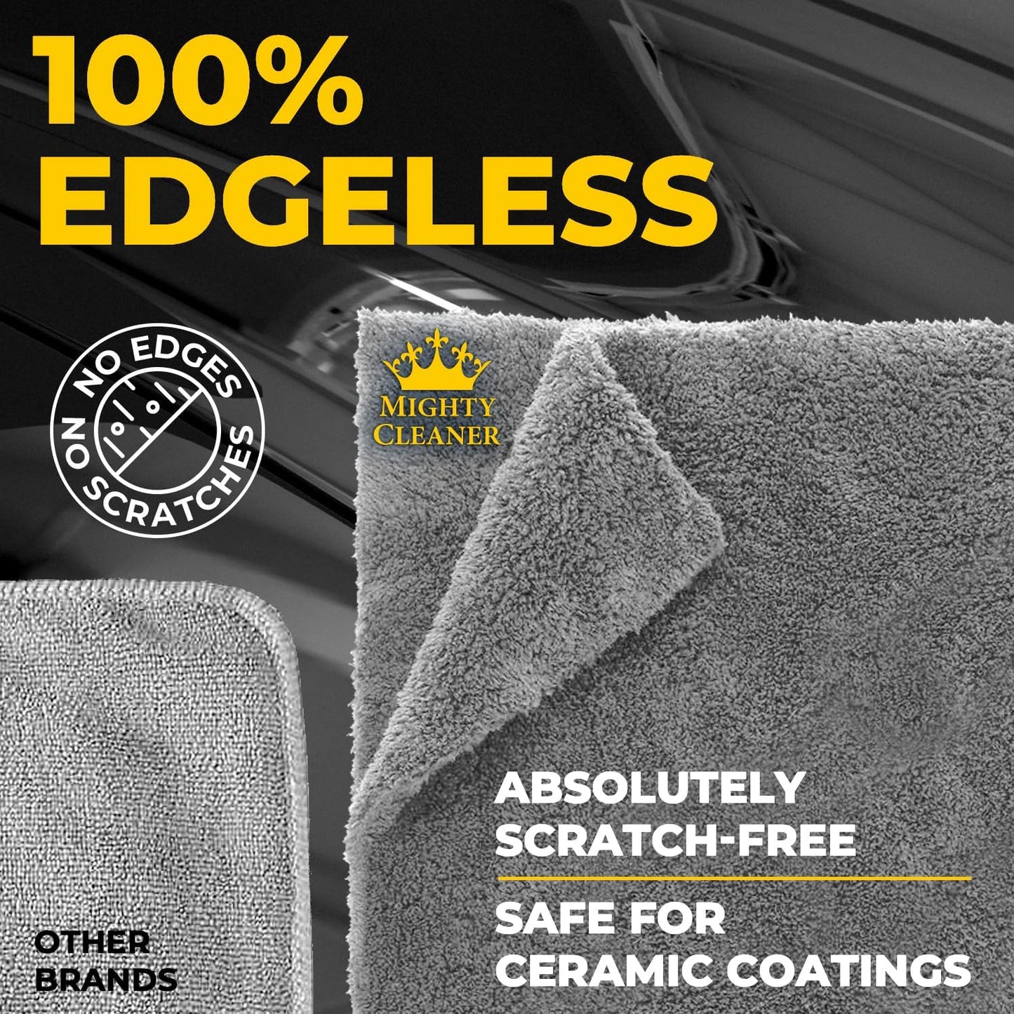 Super Soft Microfiber Towels for Cars - Edgeless - 6pk (12”x12”) - Premium Scratch-Free Towel - Great for Drying, Detailing, Polishing, Buffing - Ultra Absorbent Microfiber Cleaning Cloths for Car
