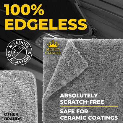Super Soft Microfiber Towels for Cars - Edgeless - 6pk (12”x12”) - Premium Scratch-Free Towel - Great for Drying, Detailing, Polishing, Buffing - Ultra Absorbent Microfiber Cleaning Cloths for Car