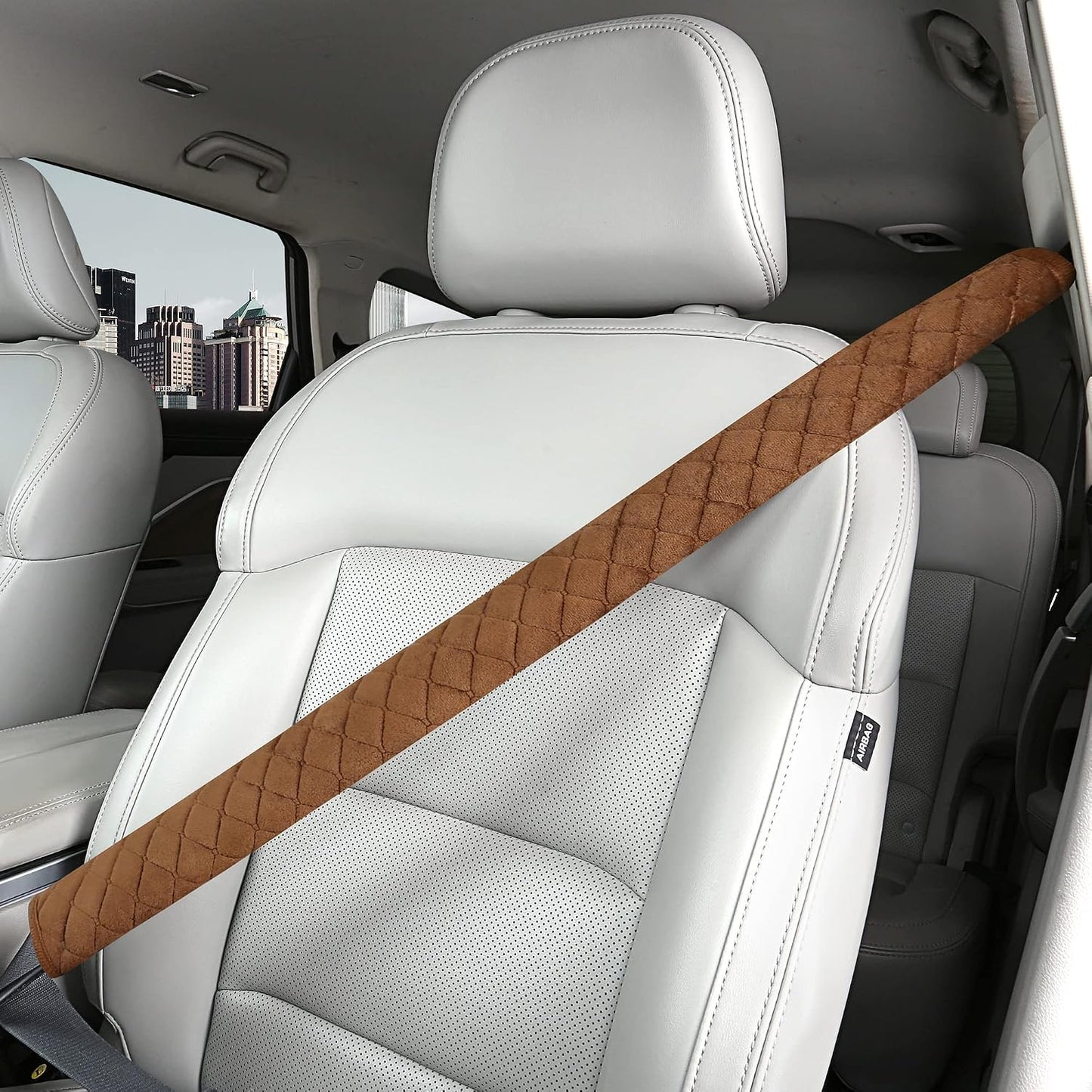 HighnessHwoo Extra Long Seatbelt Covers for Adults Kids Women & Men, Soft Car Seat Belt Strap Cushion for Sedan, SUV, Trucks, Shoulder Neck Chest Protector Pads, Auto Accessories, 1pc, Gray, 25.5in