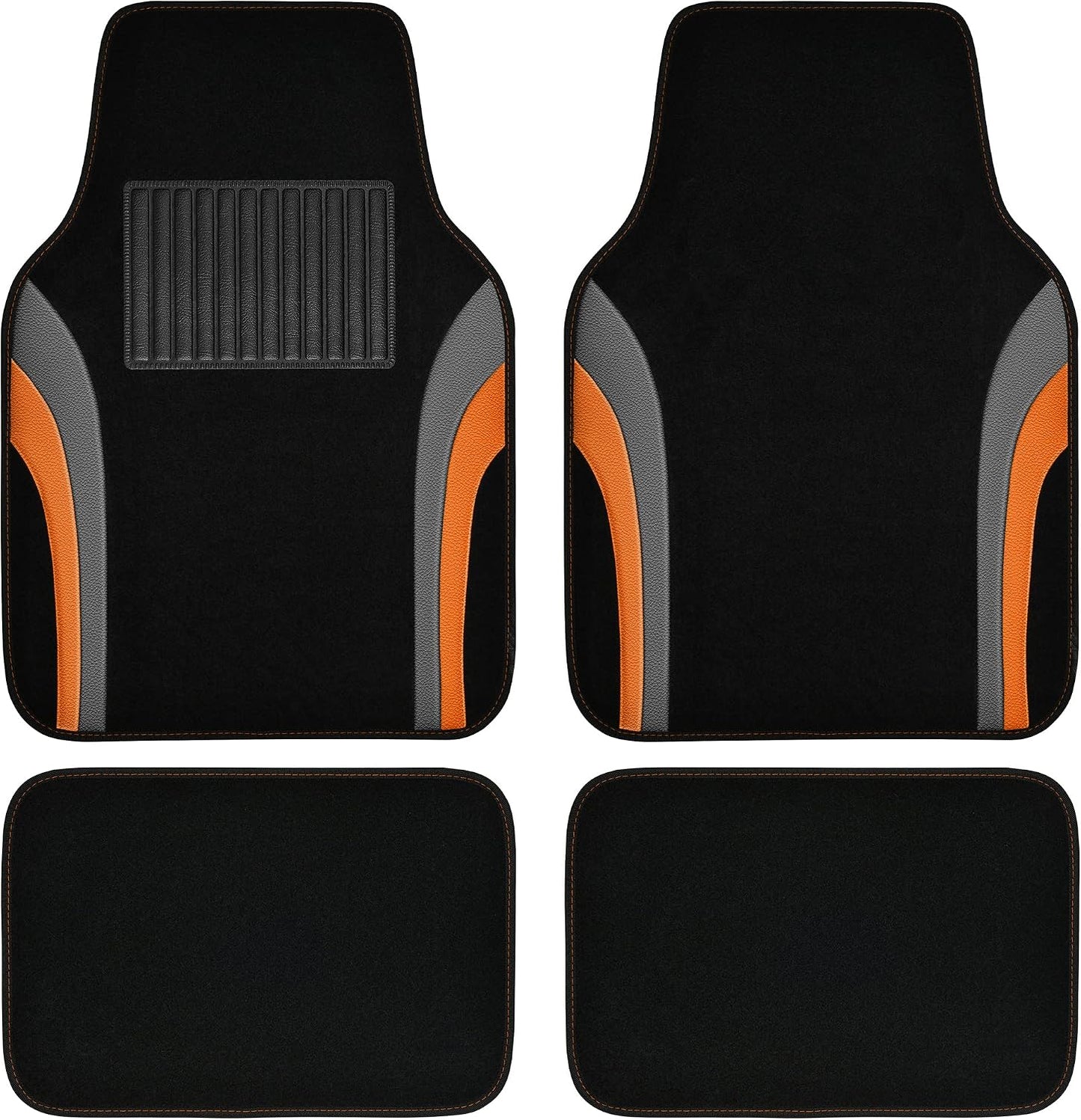 CAR PASS Leather Waterproof Sporty Car Floor Mats Carpet,Universal Automotive Floor Mat Fit for Sedans, Cars, Mid Trucks, Vans, SUV, Set of 4 (Black and Gray)