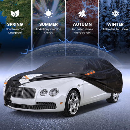 Large SUV Car Cover for Chevy Suburban 100% Waterproof All Weather, Heavy Duty Outdoor Full Exterior Covers Rain Sun Wind UV Protection. - Colors D
