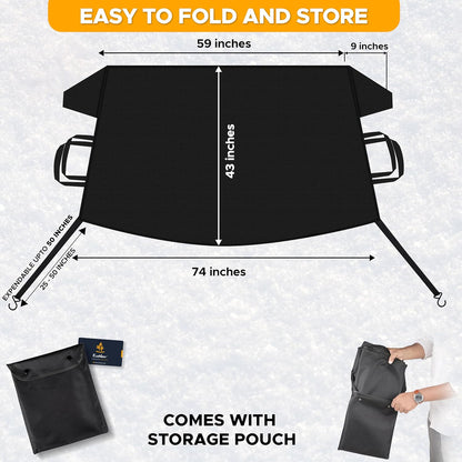 EcoNour Windshield Cover for Ice and Snow - Universal Fit for Car, SUV, Truck, Heavy Duty 600D Oxford Fabric Frost Protector for Ice & Sleet, Includes Anti-Theft Straps, Medium (69"x42")