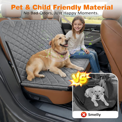 URPOWER 4 in 1 Dog Car Seat Cover for Back Seat, Waterproof Dog Hammock with Mesh Window and Side Flap Pet Car Seat Protector Dogs Backseat Cover for Cars, SUVs & Mid-Size Trucks