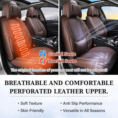 Coverado Seat Covers Full Set, Black Seat Covers for Cars 5 Seats, Car Seat Protector, Waterproof Nappa Leather Car Seat Cushion, Front and Rear Car Seat Cover Fit for Most Sedans SUV Pick-up Truck - Colors B