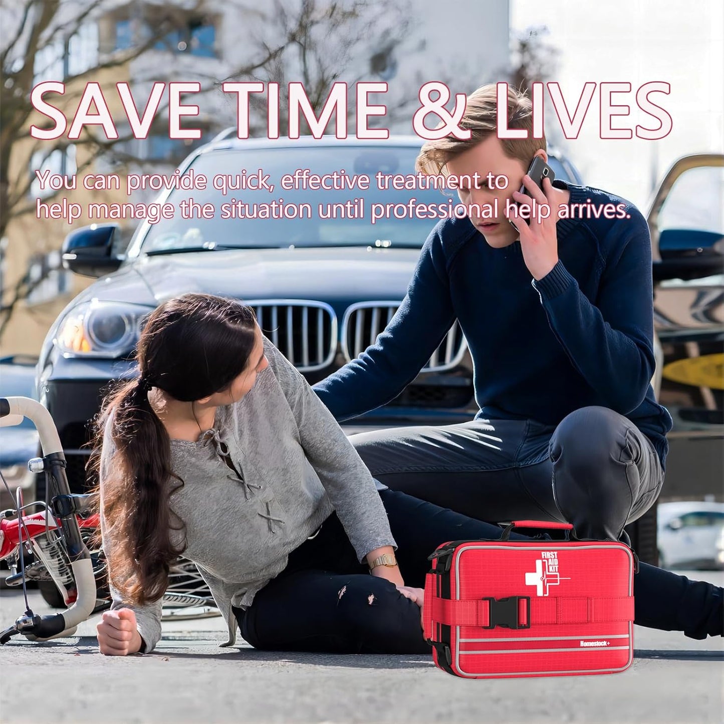 First Aid Kit, Professional Trauma First Aid Kit with Labelled Compartments Molle System for Car, Hiking, Backpacking, Camping, Traveling, and Cycling