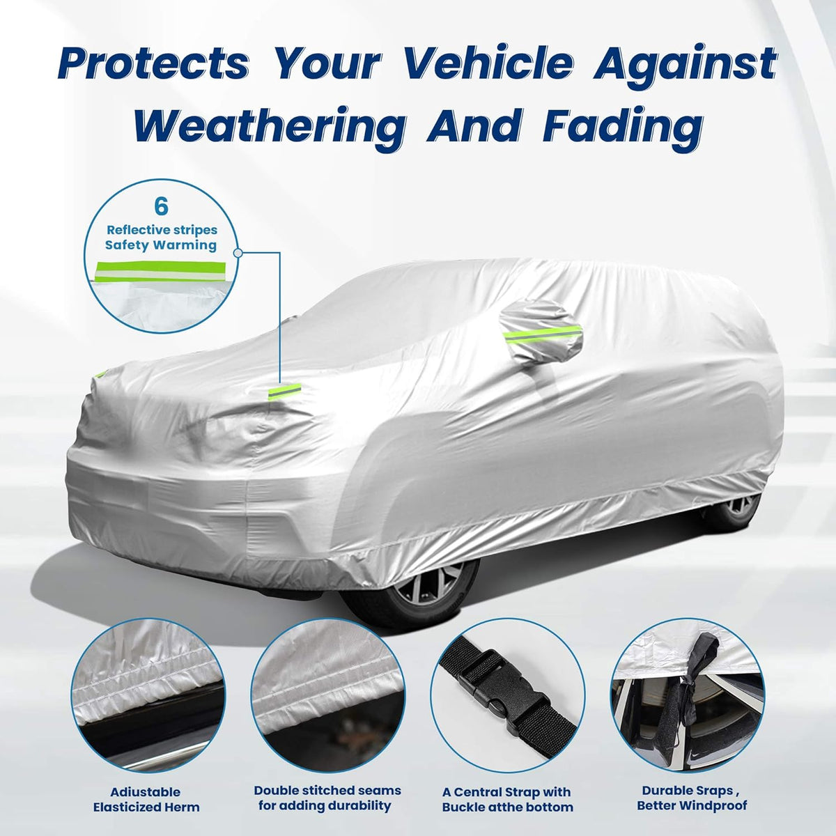 Car Cover, SUV Waterproof Car Covers for Automobiles All Weather Season UV Hail Protection Snowproof Full Car Cover, Outdoor Full Cover Universal Fit SUV Up to 190’’