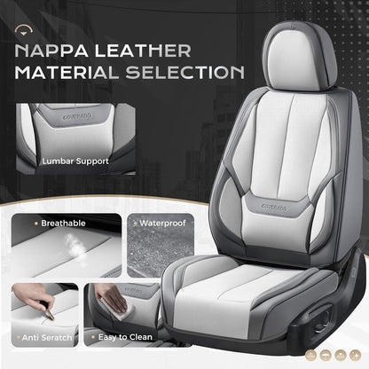 Coverado Seat Covers Full Set, Black Seat Covers for Cars 5 Seats, Car Seat Protector, Waterproof Nappa Leather Car Seat Cushion, Front and Rear Car Seat Cover Fit for Most Sedans SUV Pick-up Truck - Colors B