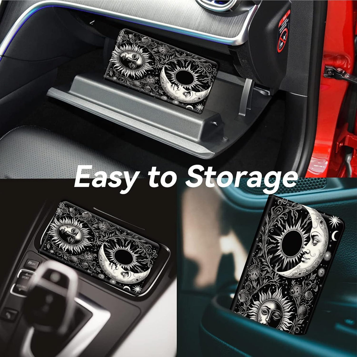 Car Registration and Insurance Holder, Leather Car Glove Box Organizer, Cool Car Accessories for ID, Driver's License Cards & Essential Document, business cards, Men&Women, Retro Audio Cassette