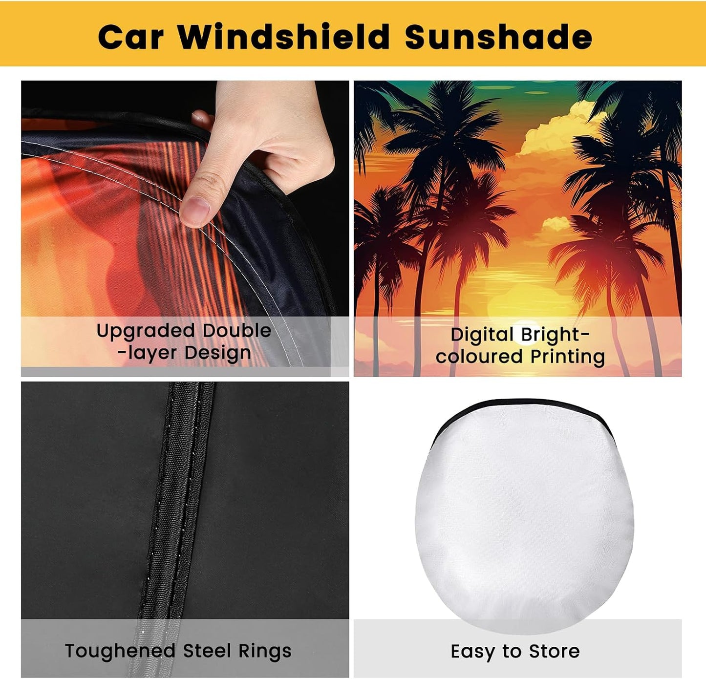 Iridescent Sun Shade for Car Windshield, Foldable Universal Car Windshield Upgrade Sunshade Enhanced UV Rays Reflective Sun Visor Shade Keeps Vehicle Cool
