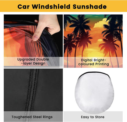 Iridescent Sun Shade for Car Windshield, Foldable Universal Car Windshield Upgrade Sunshade Enhanced UV Rays Reflective Sun Visor Shade Keeps Vehicle Cool