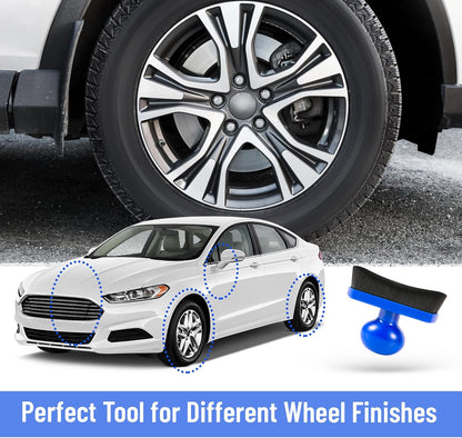 Car Tire Shine Applicator,Vegan Tire Shine Applicator with Curved Brush Head - Large Automotive Tire Dressing Applicator Brush with Storage Stand for Tire Detailing, 3.6 Inch Length (Black)