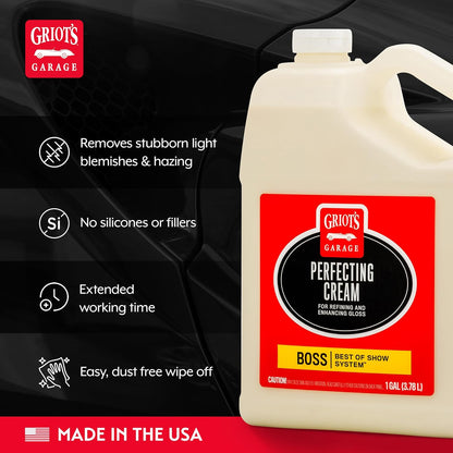 Griot's Garage BOSS Perfecting Cream for Car Polishing and Detailing, Light Polish, Fine Scratch, Swirl Remover for Vehicles, 16oz