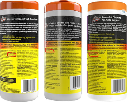 Armor All Car Cleaning Wipes 90-Count - Convenient Car Interior, Dashboard, Leather, Fabric & Vinyl Wipes, Gift for Car Lovers