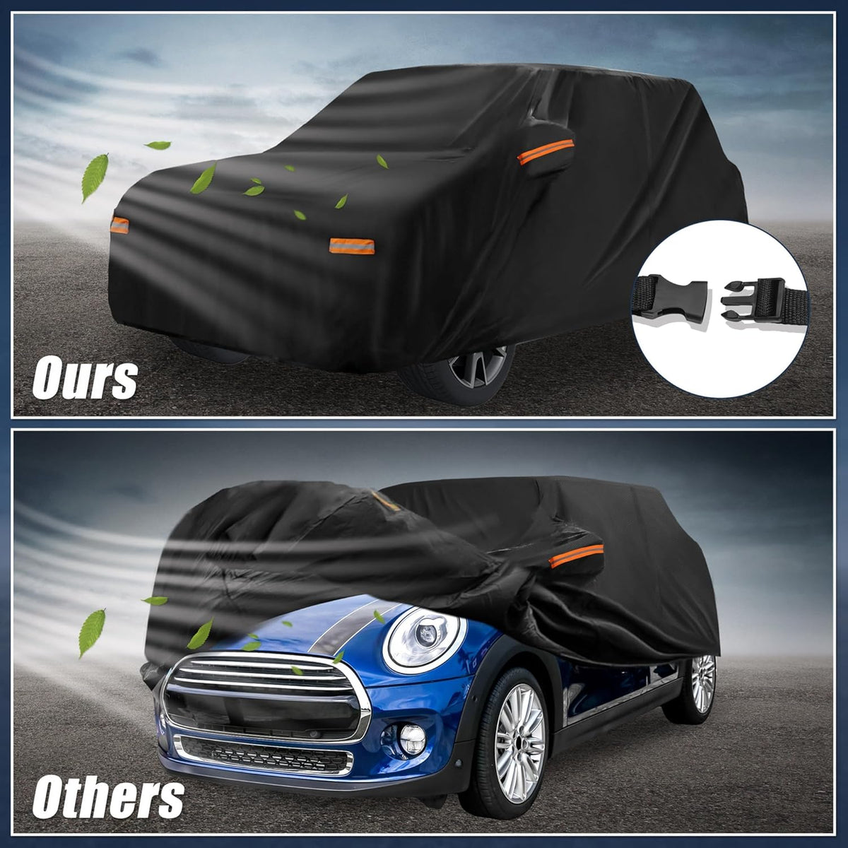 X AUTOHAUX Car Cover for Honda Civic Sedan/Coupe 210D-PU Outdoor Full Car Cover All Weather with Door Zipper for Waterproof Windproof Sun Rain Snow Protection