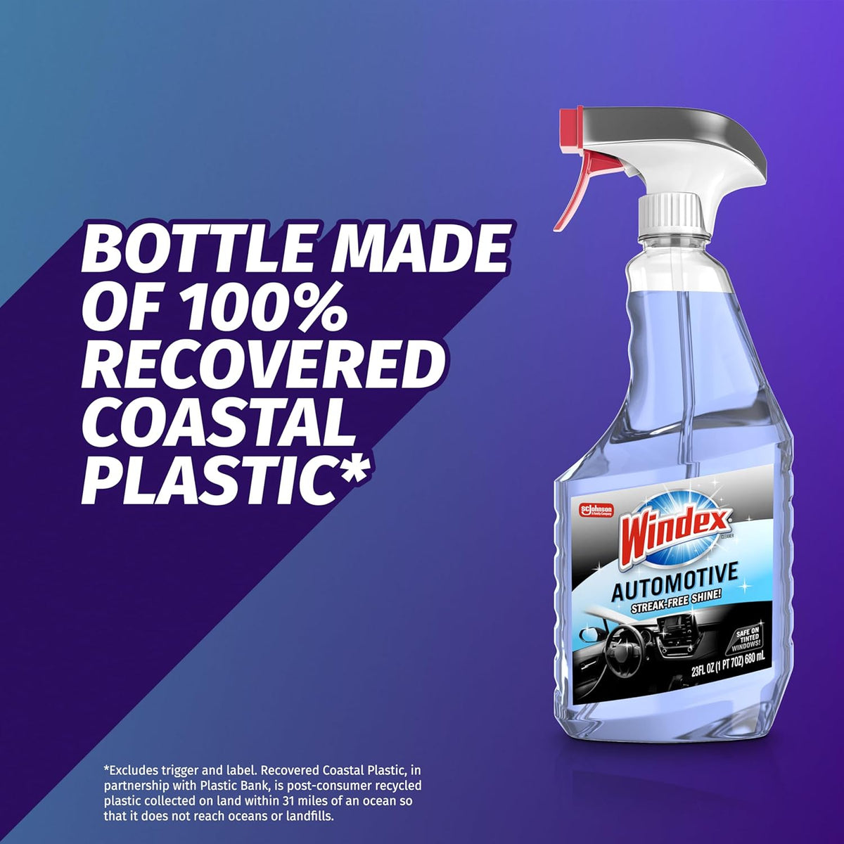 Windex Automotive Car Window and Glass Cleaner, Streak-Free Shine for Car Glass Exteriors, Tinted Windows, and Interior Electronics, 23 fl oz