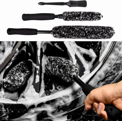 Metal Free Soft Wheel Cleaner Brush, Synthetic Wool Rim Cleaning Brush, Highly Water Absorption, Dense and Durable Tire Brush for Cleaning Wheels, Rims, Spokes, Fenders, Engines…