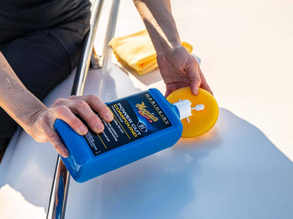 Meguiar's M6732 Marine/RV One Step Compound, Remove Oxidation, Stains, Scratches, and Water Spots, Restore the Color and Shine of Fiberglass Gel Coat Finishes, 32 Oz Bottle