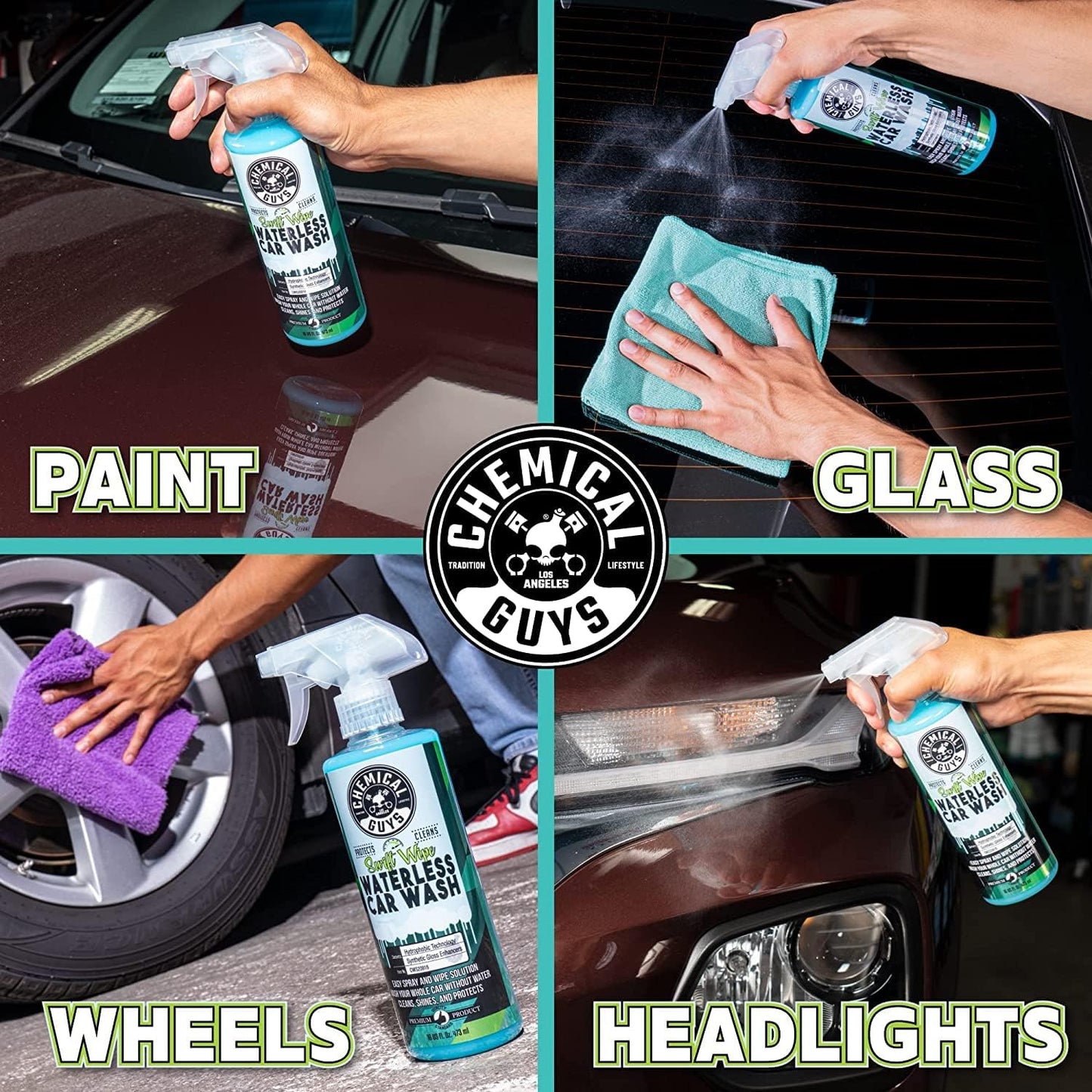 Chemical Guys Swift Wipe Waterless Car Wash Spray – Safe Cleaner for Cars, Trucks, Motorcycles, RVs, Chrome, Paint & Glass – High Gloss Finish – 32 fl oz