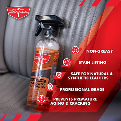 Jay Leno's Garage Leather Cleaner and Conditioner for Car Interior – Advanced Car Seat Leather Cleaner and Conditioner, Auto Leather Care Kit for Interior Detailing and Upholstery Cleaning