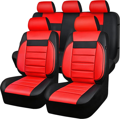 CAR PASS Faux Leather Car Seat Covers Front Seats Only, 3D Foam Support Car Seat Covers, Universal fit for Trucks Vans SUVs Sedans Automotive Comfortable, Airbag Compatible 2 Pieces Front Solid Black