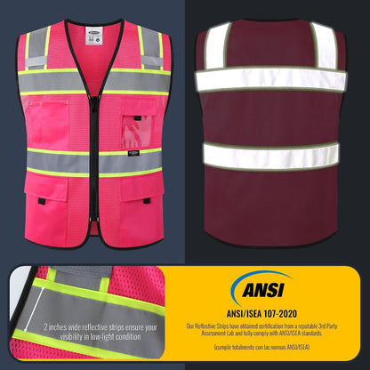 JKSafety Safety Vest for Men Women Hi Vis Relfective Vest with Pockets High Visibility Meet ANSI Standard