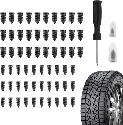 Salior 100PCS Tire Plug Kit with Screwdriver,Rubber Flat Tire Repair Kit for Fast Repair of Tire Punctures,Durable Car Tire Repair Kit Self-Service Repair Nails for Car Motorcycle Truck
