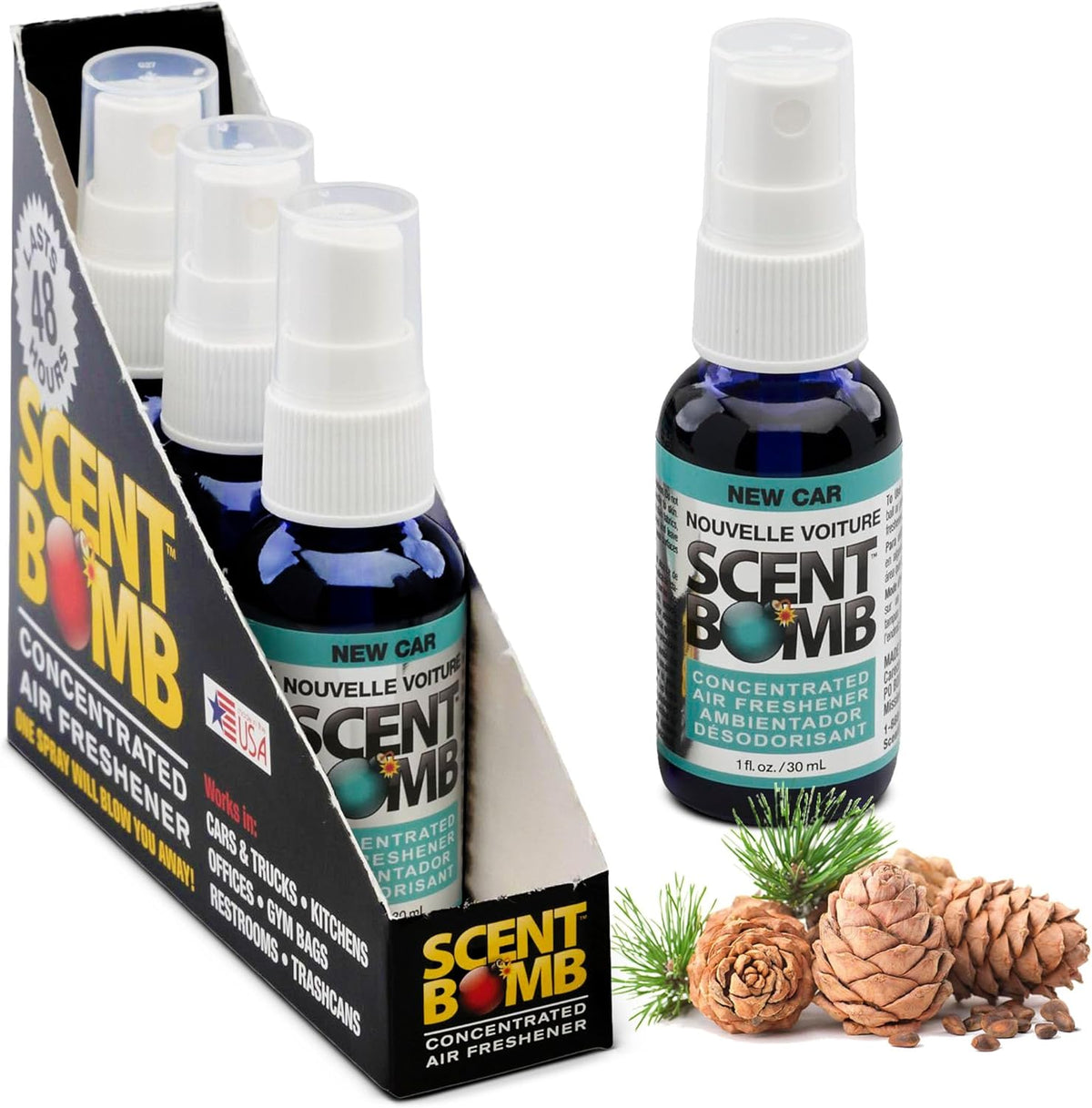Scent Bomb Air Freshener Spray, Long-Lasting Odor Eliminator - Effective Deodorizer for Home & Car, Fresh Room Spray for Kitchen, Bathroom & Smell Neutralizer - 1 oz Pack of 4, Black Cherry Scent