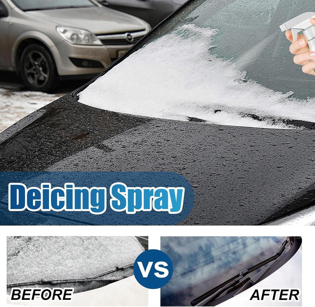 De - Icer for Car Windshield Defroster, Window Snow Spray, Deicing Spray, Melting Spray, Deicer for Car Windshield, Winter Car Essentials, Fast Ice & Snow Melting Spray 60ml (2pcs)