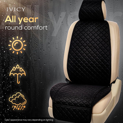 IVICY Faux Linen Front Car Seat Cover – Non-Slip Bucket Seat Protector for Most Cars, SUVs, Vans & Trucks – 1 Seat Cover, Machine Washable, Side-Airbag Friendly, Light Beige