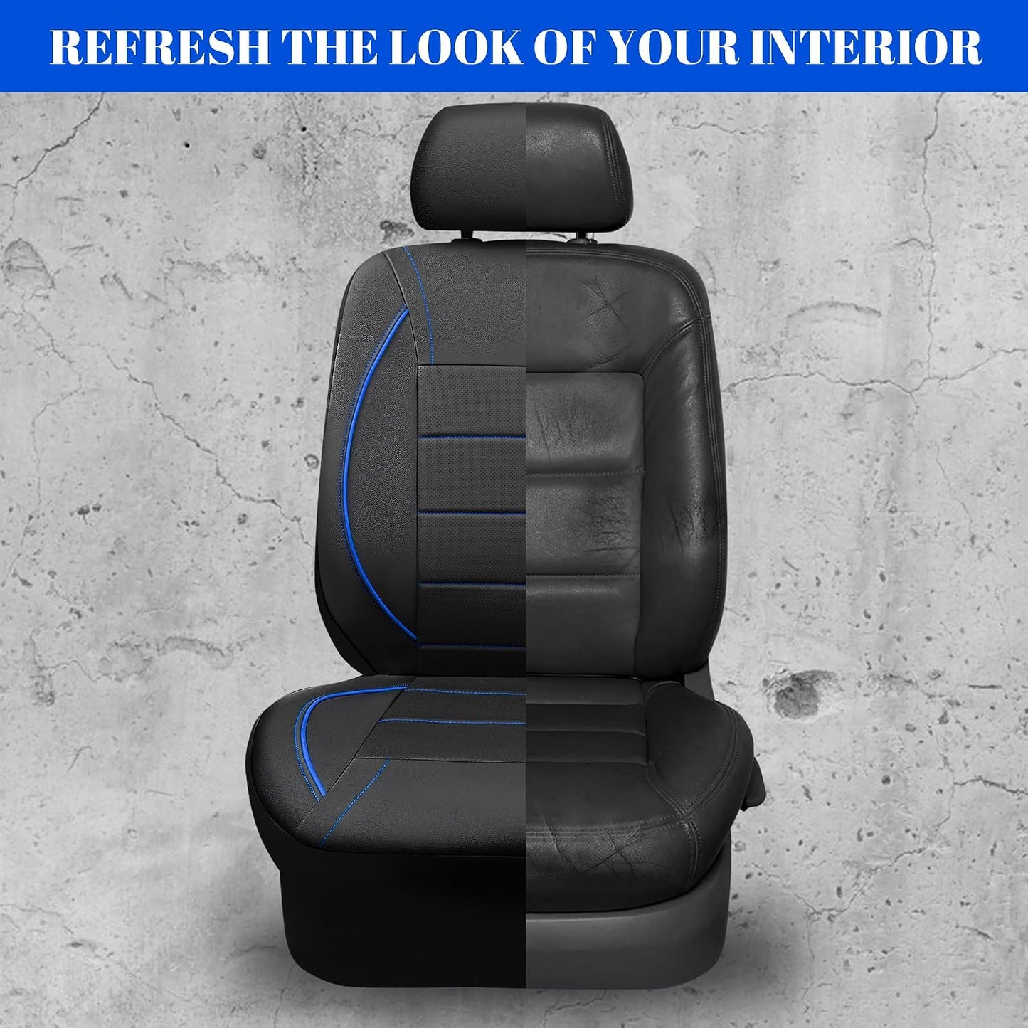 CAR PASS Universal FIT Piping Leather Two Front Seat Covers, Waterproof Faux Leather for SUV Sedan Van Truck, Airbag Compatible,Reserved Opening Holes for Headrest Covers. (Black red)