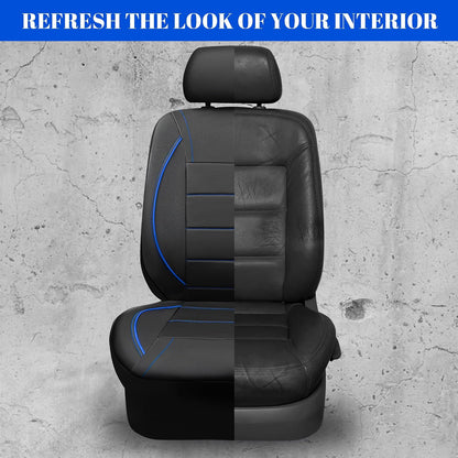 CAR PASS Universal FIT Piping Leather Two Front Seat Covers, Waterproof Faux Leather for SUV Sedan Van Truck, Airbag Compatible,Reserved Opening Holes for Headrest Covers. (Black red)