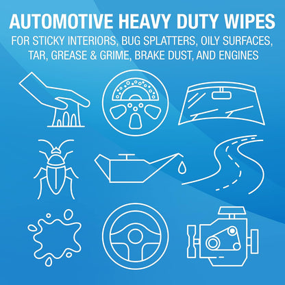 MiracleWipes for Automotive, All Purpose Cleaning Wipes for Hands, Auto Interior, Exterior, Detailing, Remove Grease, Lubricant, Sticky Adhesive, Grime, Dirt, Car Cleaning (1 Pack)