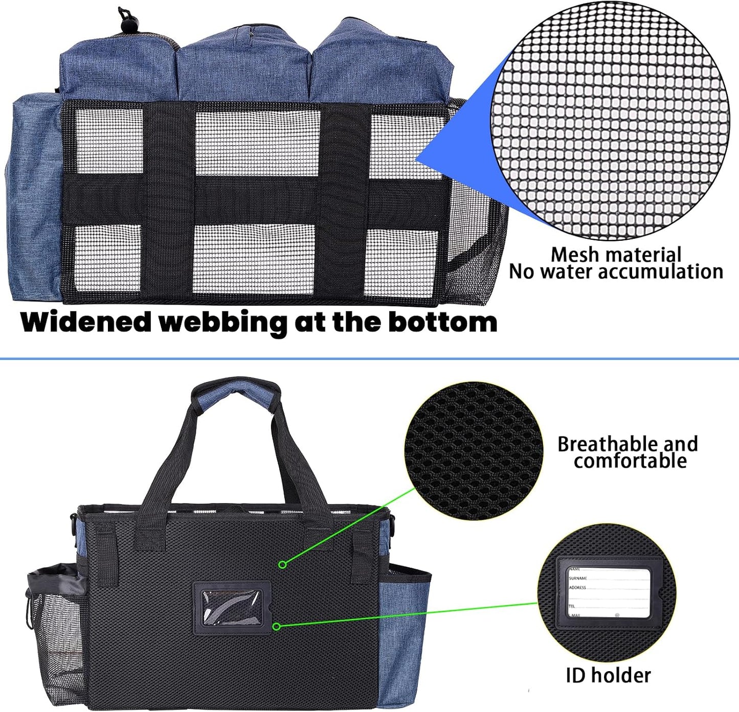 Large Cleaning Caddy Bag Built-in Sturdy Support Board, Cleaning Organizer with Detachable Divider, Cleaning Supply Tote with Adjustable Shoulder Strap&Waist Belt for Cleaners & Housekeeper