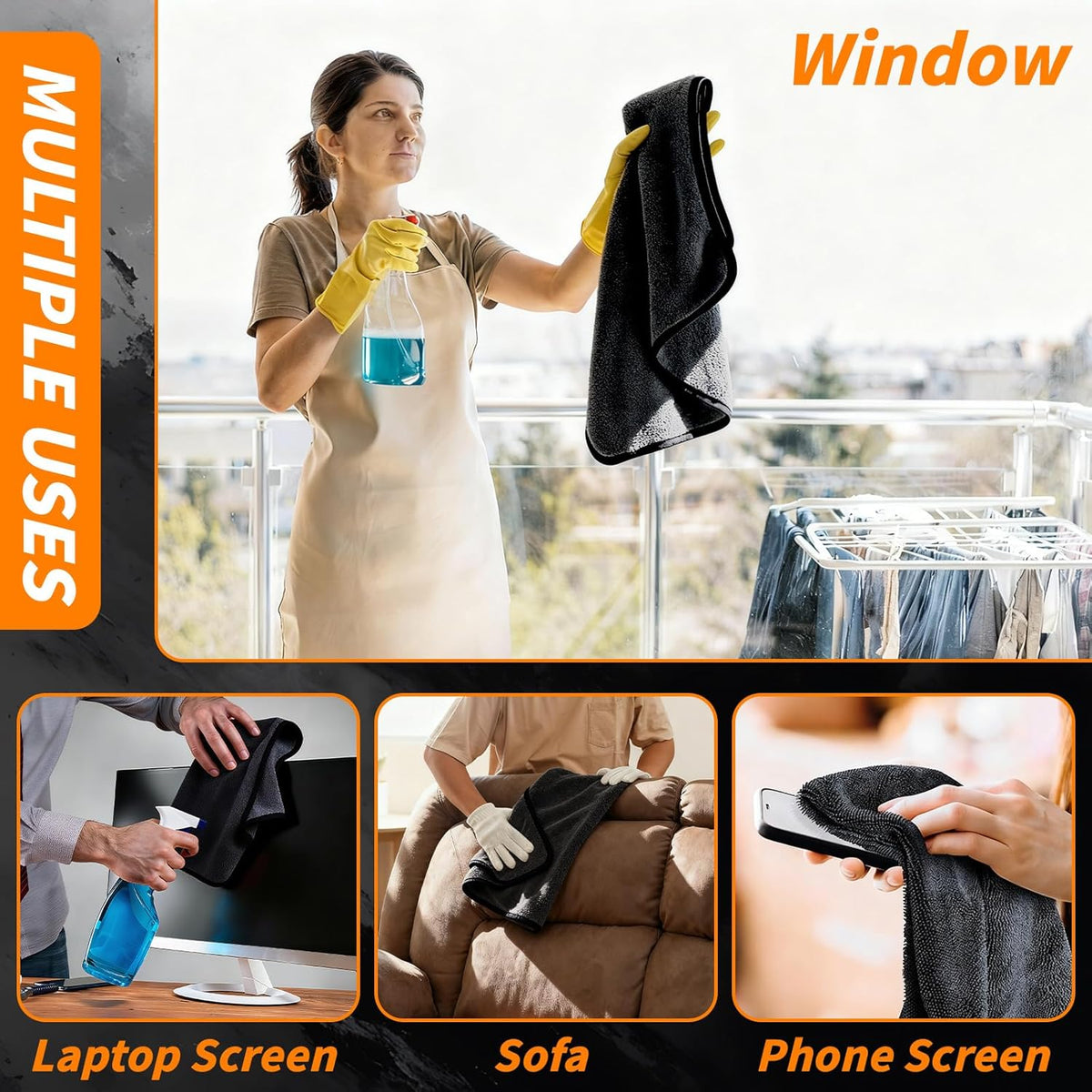 6PCS Microfiber Towels for Cars 36x25 Inch Microfiber Cleaning Cloths Bulk Soft Car Detailng Towel Cloths 450 GSM Detailing Buffing Quick Drying Towel Polishing Waxing Auto Detailing Towel Cloth