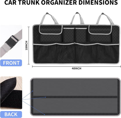 Car Trunk Organizer and Storage, Large Capacity Backseat Hanging Storage Accessories, Backseat Car Organizer for SUV/MPV/Truck (Black)