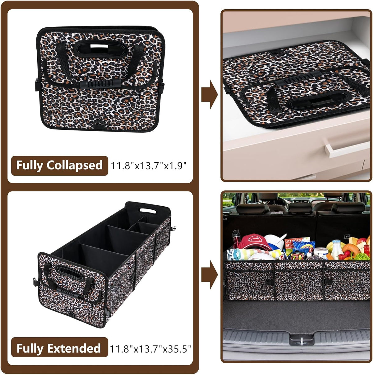 AOPHY Trunk Organizer for Car, 95L Large Capacity Trunk Storage with Non-Slip Bottom Strips, Cargo Organizer for Suv, Truck, Sedan, Waterproof Portable Car Organizers for Women Men(Pink)